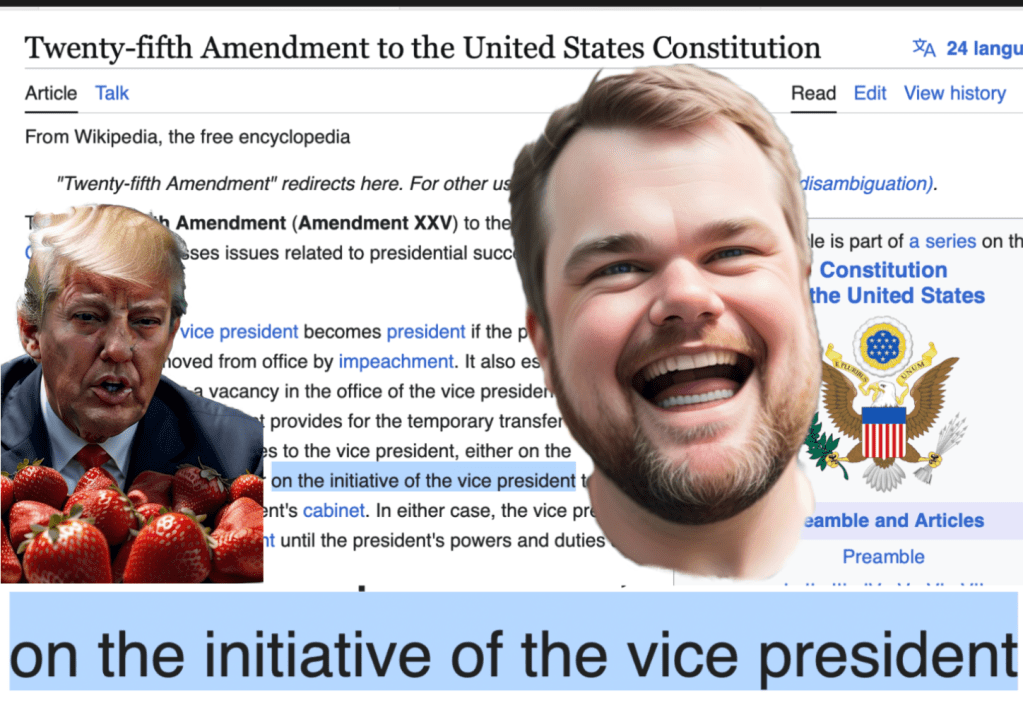 I wonder if Vance thinks about Capt. Queeg and how his 2nd in command Lt. Maryk used Article 184, and Trump and the 25th Amendment. By Hal M. Brown,&nbsp;MSW